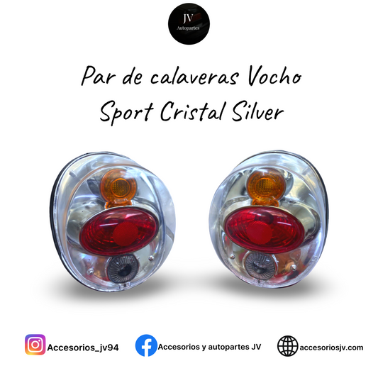 Par de calaveras tipo sport cristal para vocho 73-03