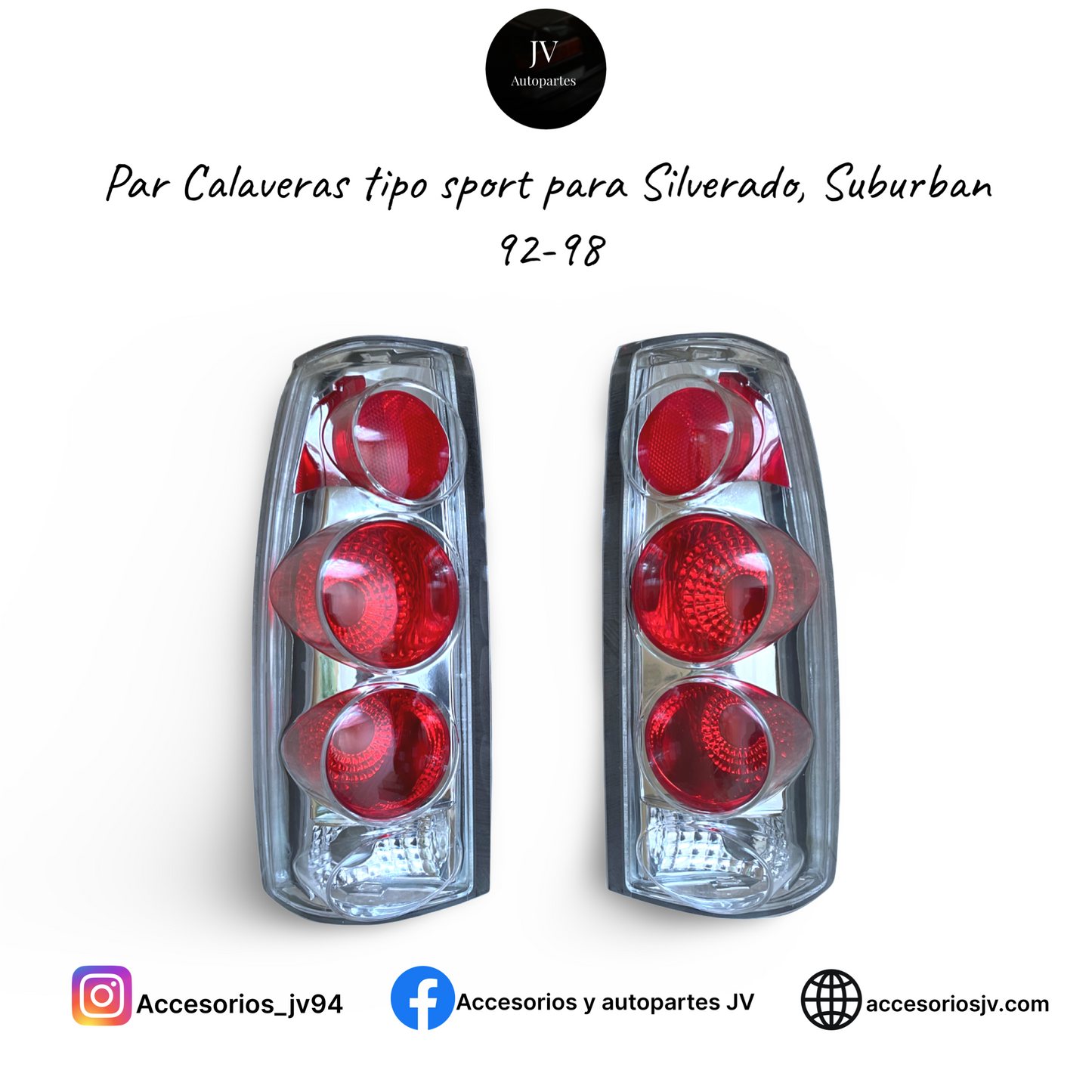 Par de calaveras tipo sport Silver para Silverado Suburban Cheyenne 92-98